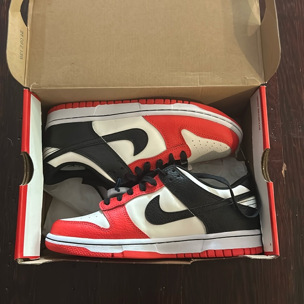 Nike Dunk Low (GS) in Sail/Black-Black-Chile Red